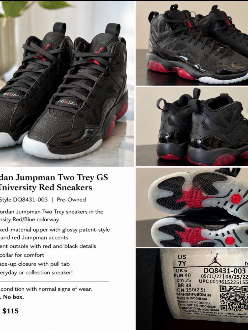Jordan Black/Red High-Top Sneakers